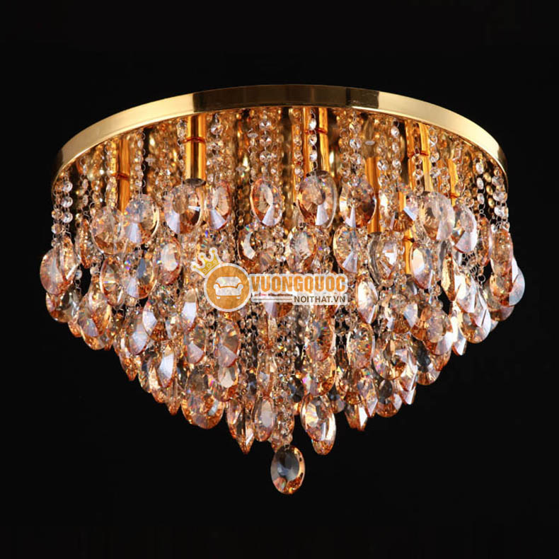 Đèn mâm ốp trần pha lê màu gold luxury ATL695-3